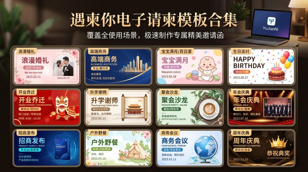 专属落款+海量模板✨电子请柬不敷衍，仪式感直接拉满